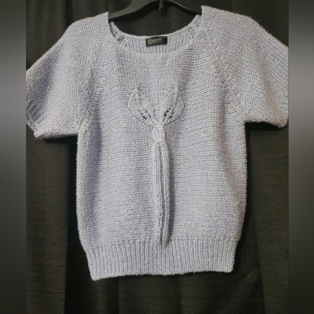 Catalina 1980s Vintage Lilac knit pull over sweater with design SZ SM